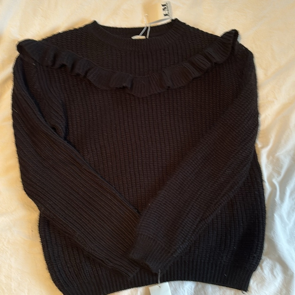 Hilary MacMillan Black Ruffle Sweater Size S - Picture 8 of 8